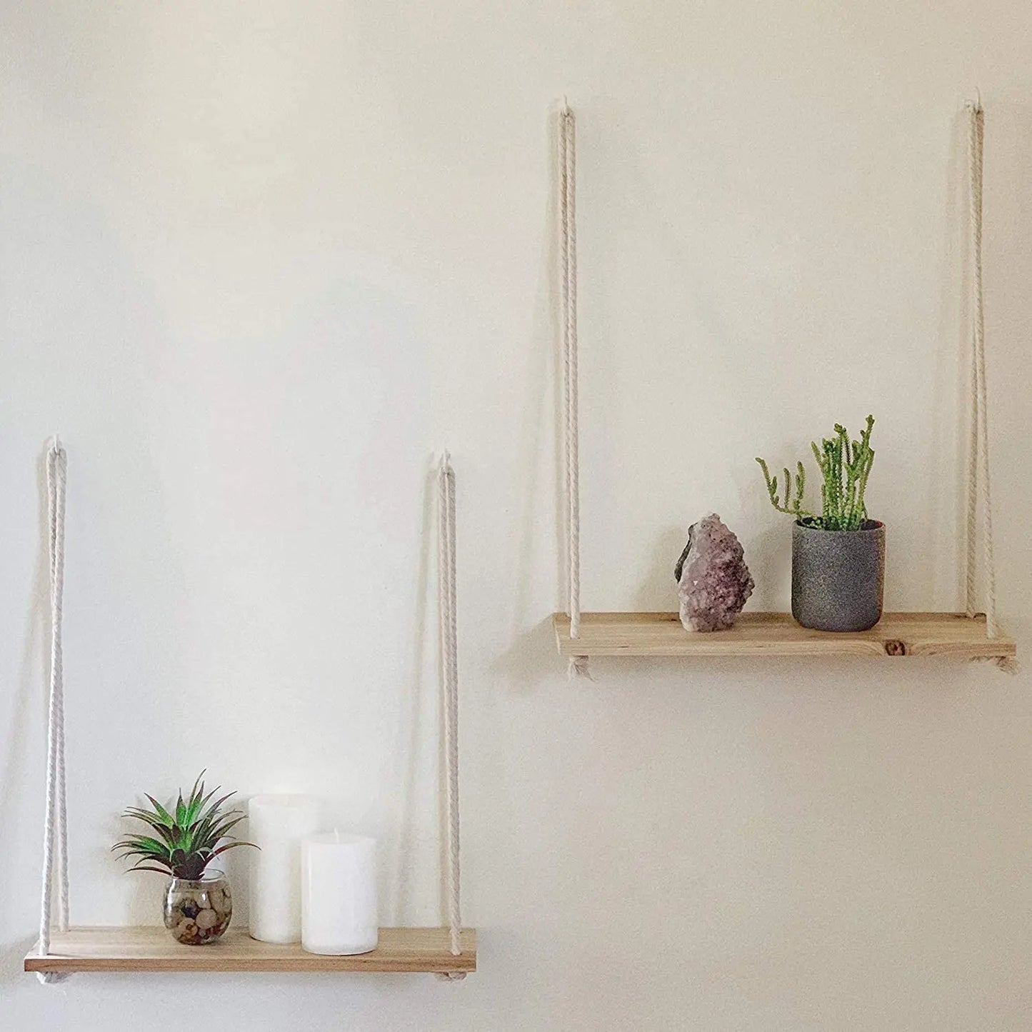 Wooden Rope Swing Wall Plant Tray