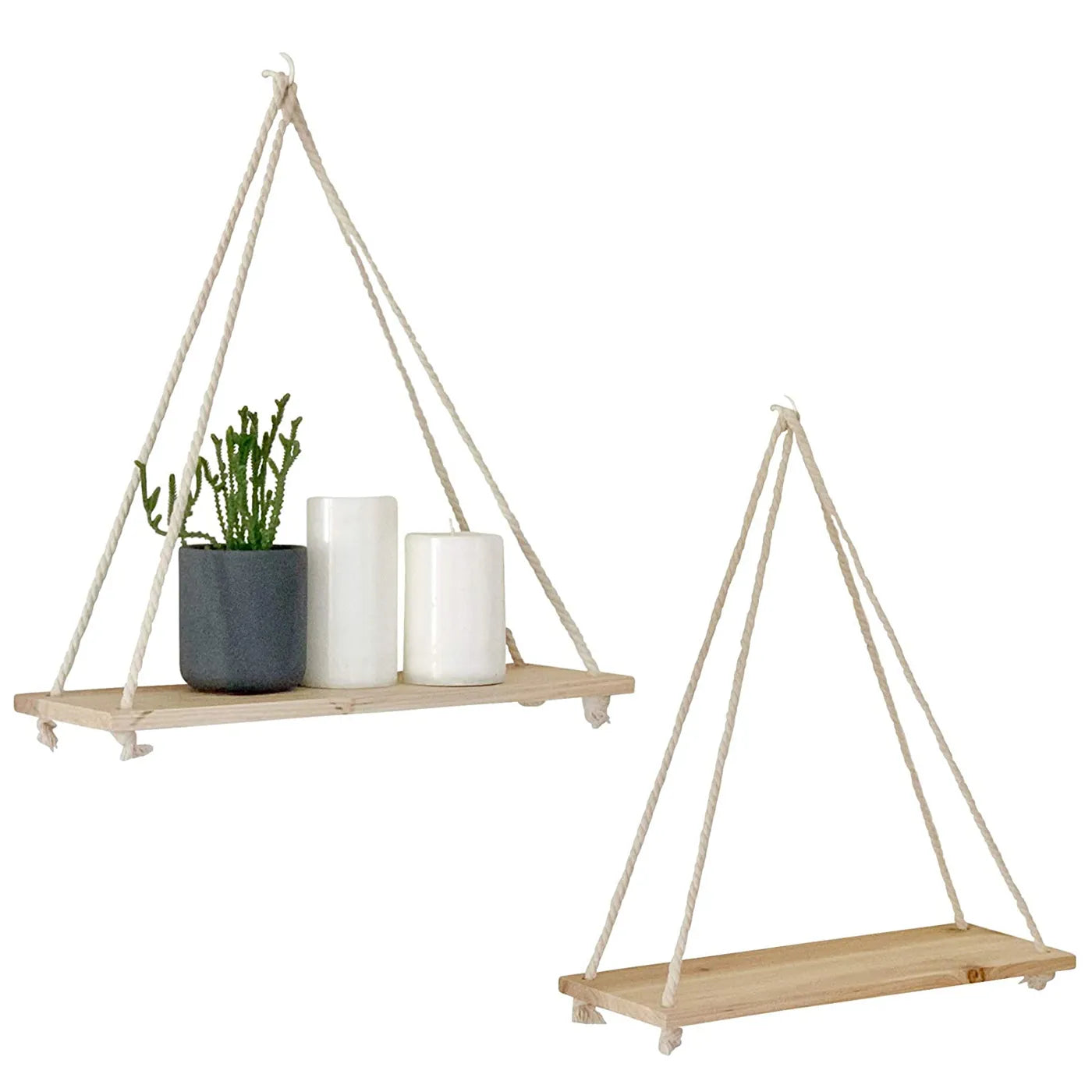 Wooden Rope Swing Wall Plant Tray
